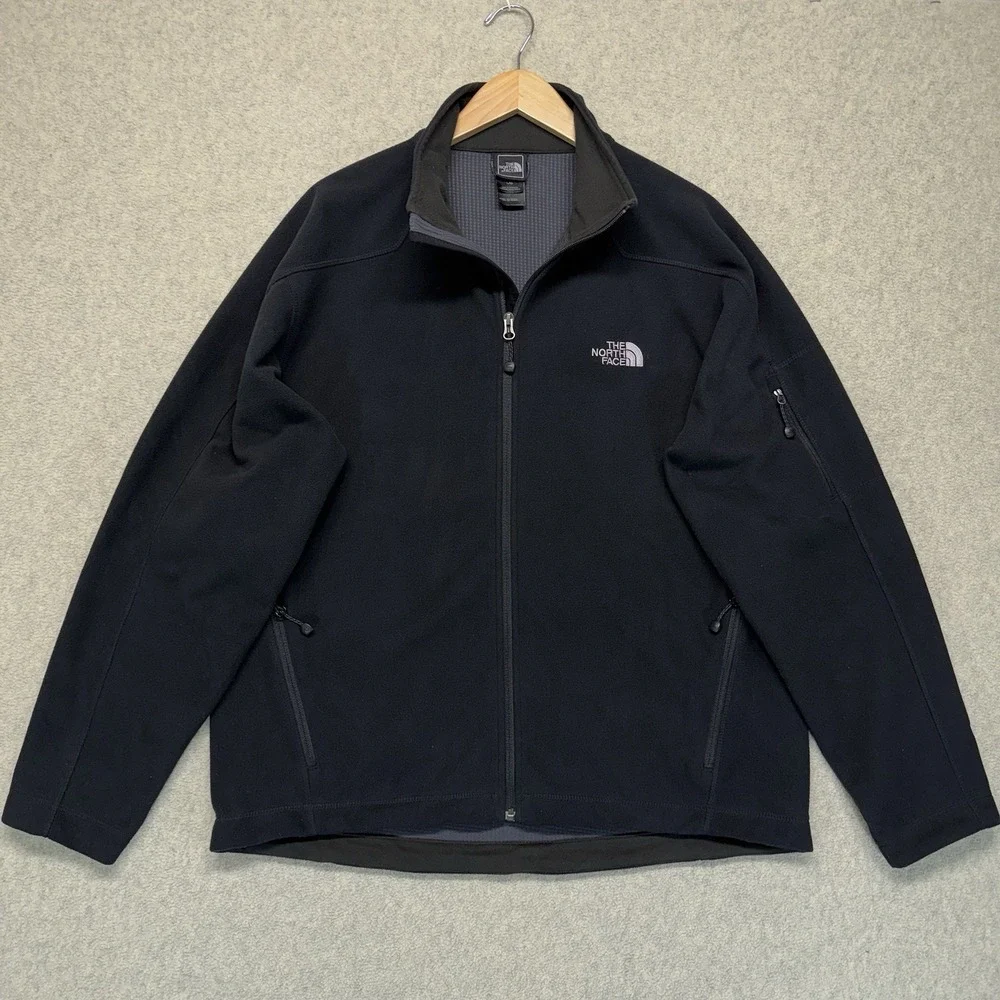 The North Face Mens Large Black Full Zip Fleece Jacket Outdoor Hiking